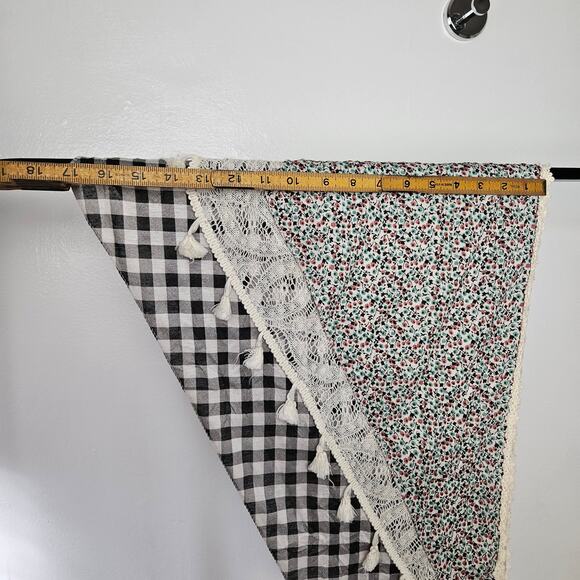 Pimkie Boho Layered Scarf Shawl Wrap Black Ivory Floral Check Tassel - Picture 11 of 12